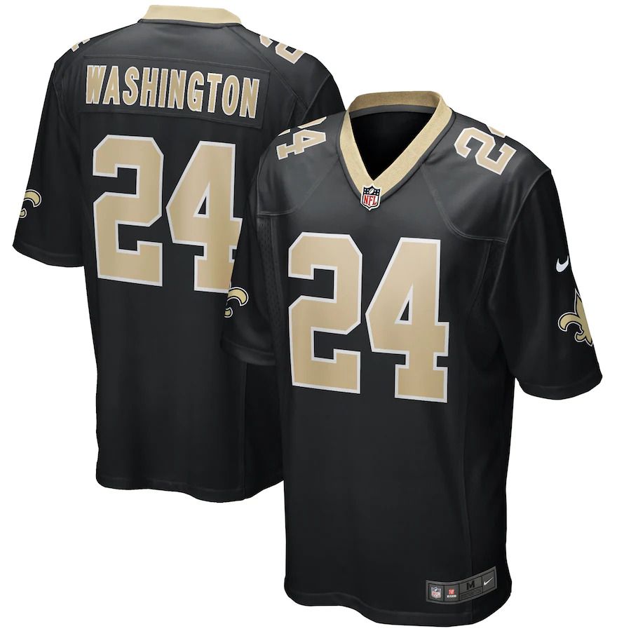 Men New Orleans Saints 24 Dwayne Washington Nike Black Game Player NFL Jersey